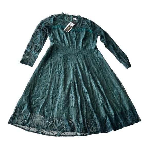 Lai Meng Five Cats Floral Lace A-line Elegant Floral Lace Midi Dress - Picture 6 of 8